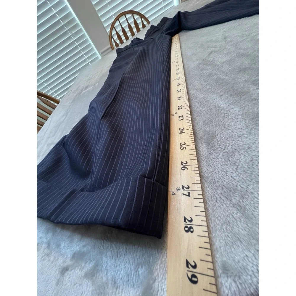 Milan Lineage New York Mens Pants 36R Navy Pinstripe Cuffed Slacks Dressy